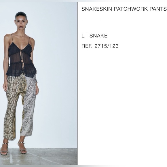 ZARA NEW WOMAN SNAKESKIN PATCHWORK PRINT TROUSERS PANT Sz: L - Picture 9 of 9